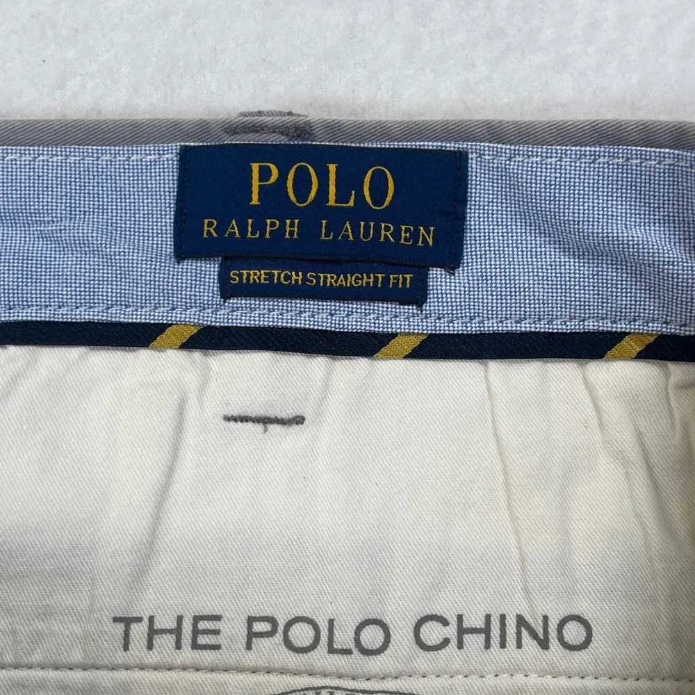 Polo Ralph Lauren Chino Pants Grey Stretch Straight Fit Preppy Office Ivy 30x32